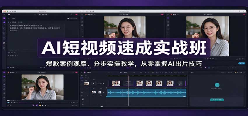 AI短视频速成实战班：爆款案例观摩、分步实操教学，从零掌握AI出片技巧-小栈博客