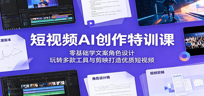 短视频AI创作特训课:零基础学文案角色设计,玩转多款工具与剪映打造优质短视频-小栈博客