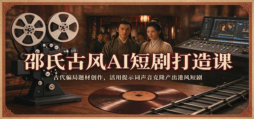 邵氏古风AI短剧打造课：古代骗局题材港风短剧实操教程