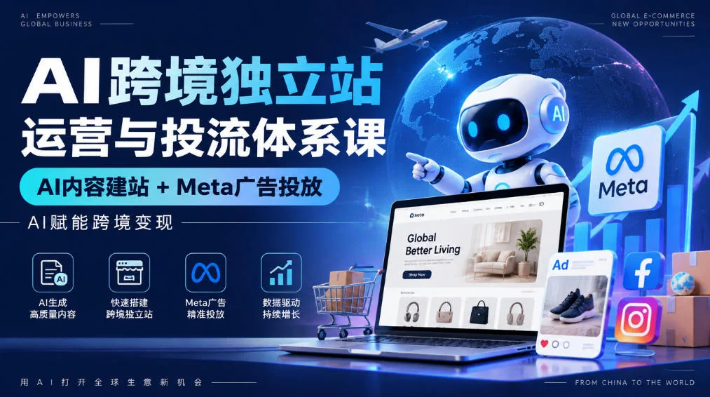 AI跨境独立站运营与投流体系课｜AI内容建站+Meta广告投放，AI赋能跨境变现-小栈博客
