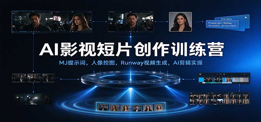 AI影视短片创作训练营:MJ提示词,人像控图,Runway视频生成,AI剪辑实操-小栈博客