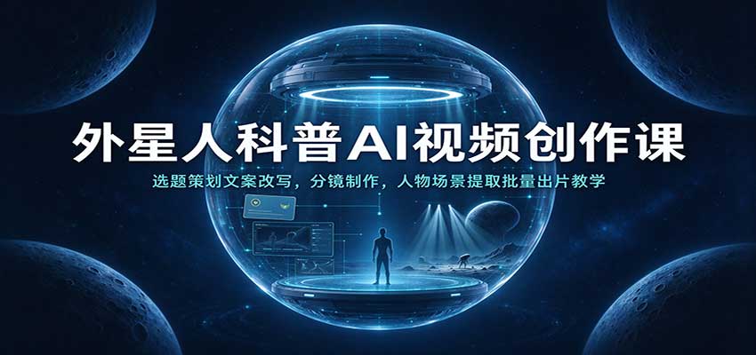 外星人科普AI视频创作课：选题策划文案改写，分镜制作，人物场景提取批量出片教学-小栈博客