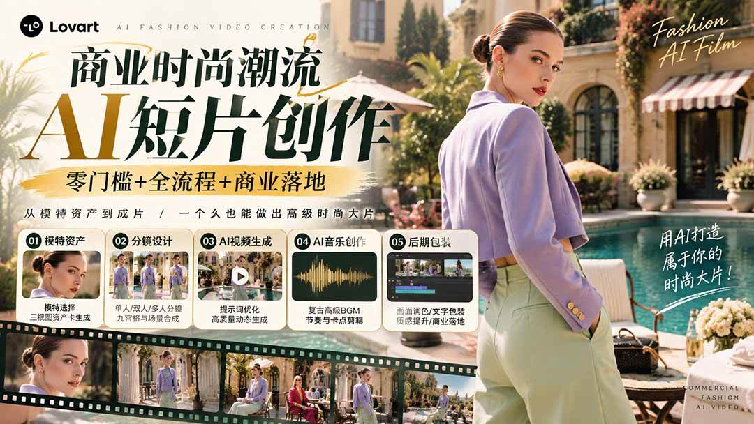 （21000期）从一张模特图到高级时尚广告大片：AI三视图资产、场景合成、电影分镜、动态生成与复古音乐剪辑实战课-小栈博客