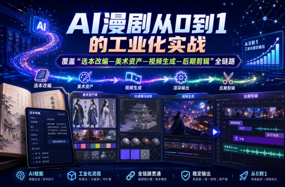 AI漫剧从0到1的工业化实战，覆盖“选本改编—美术资产—视频生成—后期剪辑”全链路（更新6月）-小栈博客