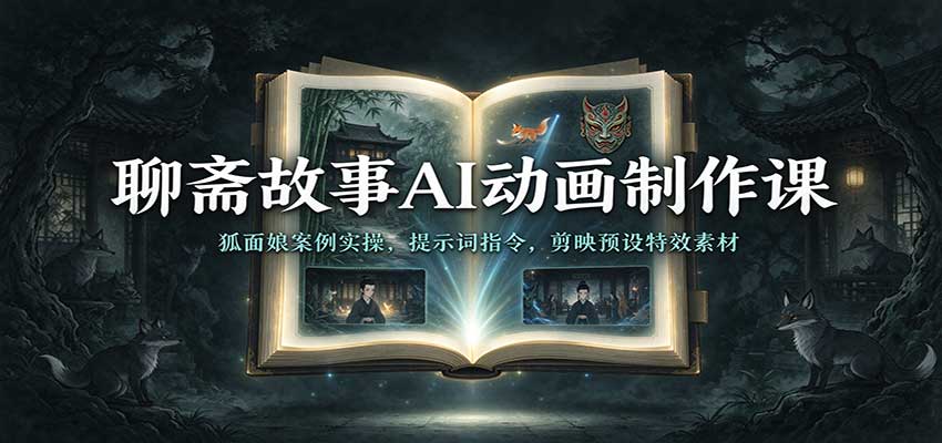 聊斋故事AI动画制作课:狐面娘案例实操,提示词指令,剪映预设特效素材 聊斋故事AI动画制作课:狐面娘案例实操,提示词指令,剪映预设特效素材