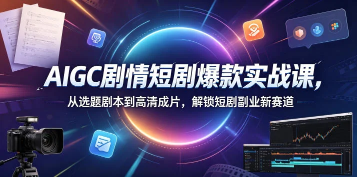 AIGC剧情短剧爆款实战课,从选题剧本到高清成片,解锁短剧副业新赛道(更新0906) AIGC剧情短剧爆款实战课,从选题剧本到高清成片,解锁短剧副业新赛道(更新0906)