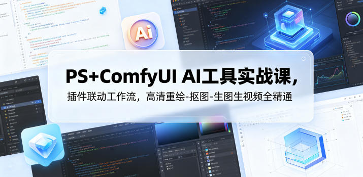 PS+ComfyUI AI工具实战课,插件联动工作流,高清重绘-抠图-生图生视频全精通-小栈博客