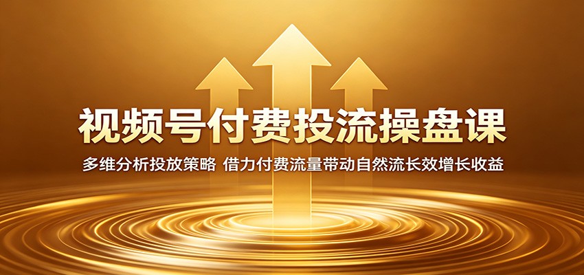 视频号付费投流操盘课:多维分析投放策略,借力付费流量带动自然流长效增长收益-小栈博客