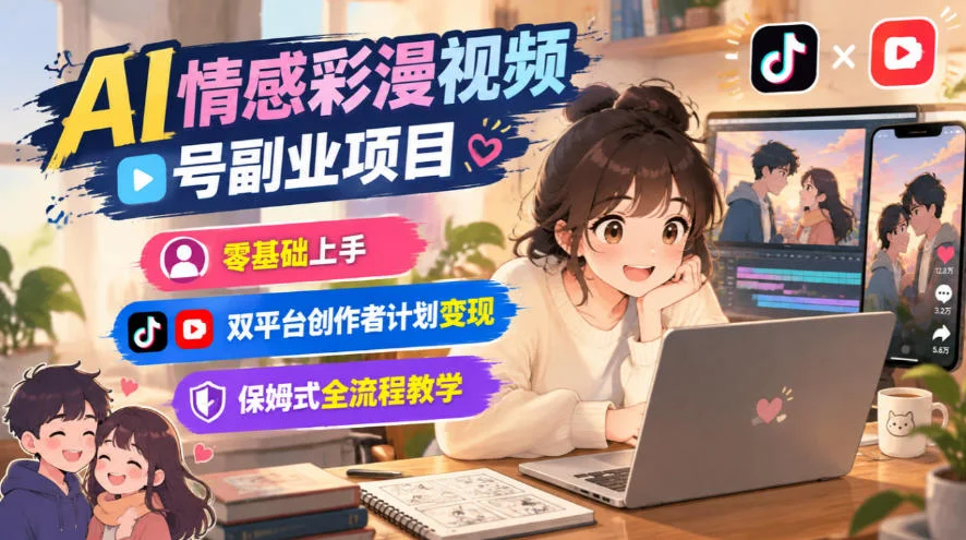AI情感彩漫视频号副业项目,零基础上手,双平台创作者计划变现,保姆式全流程教学 AI情感彩漫视频号副业项目,零基础上手,双平台创作者计划变现,保姆式全流程教学