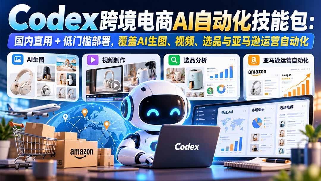 Codex跨境电商AI自动化技能包：18组技能覆盖AI生图、选品与亚马逊运营