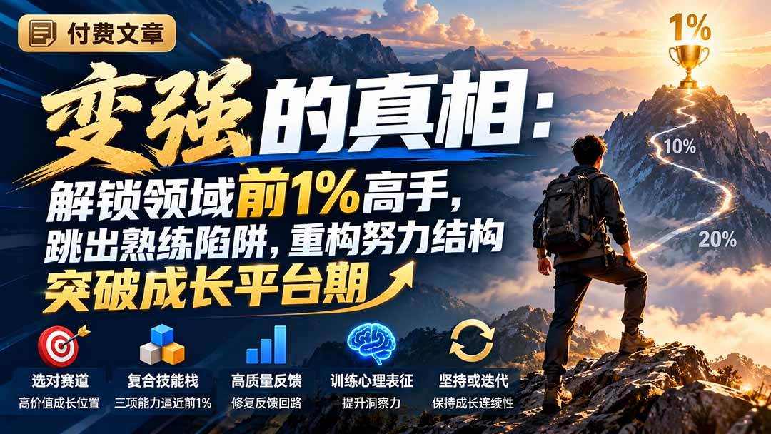 （21042期）付费文章：变强的真相：解锁领域前1%高手，跳出熟练陷阱，重构努力结构突破成长平台期-小栈博客
