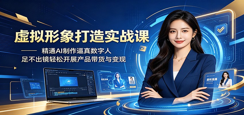 虚拟形象打造实战课：精通AI制作逼真数字人，足不出镜轻松开展产品带货与变现-小栈博客