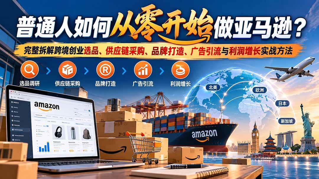 （20953期）普通人如何从零开始做亚马逊？完整拆解跨境创业选品、供应链采购、品牌打造、广告引流与利润增长实战方法-小栈博客
