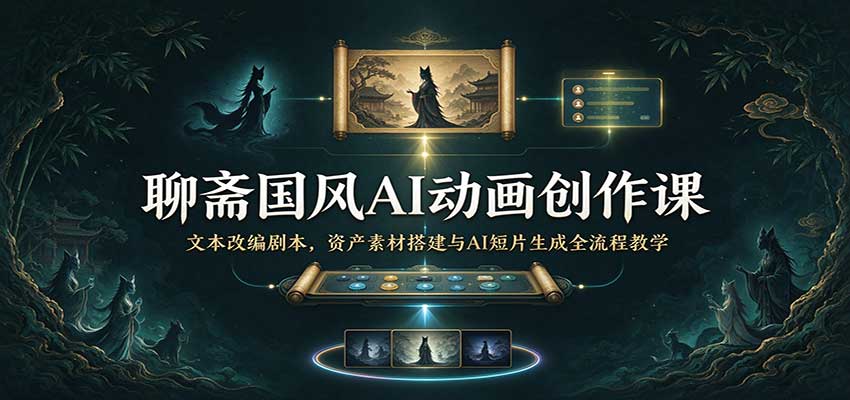 聊斋国风AI动画创作课:文本改编剧本,资产素材搭建与AI短片生成全流程教学-小栈博客