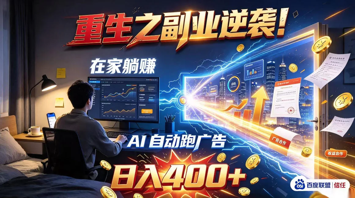 重生之副业逆袭！在家躺赚AI自动跑广告日入400+，无需人工操作【揭秘】-小栈博客