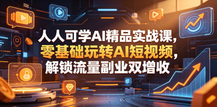 人人可学AI精品实战课,零基础玩转AI短视频,解锁流量副业双增收-小栈博客
