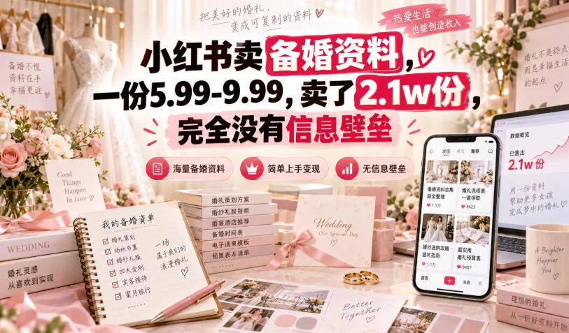 小红书卖备婚资料，一份5.99-9.99，卖了2.1w份，完全没有信息壁垒-小栈博客