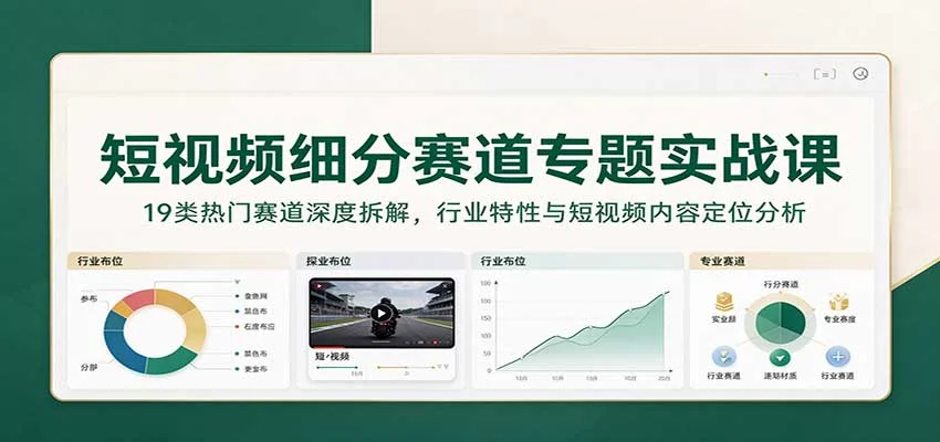短视频细分赛道专题实战课:19类热门赛道深度拆解,行业特性与短视频内容定位分析 短视频细分赛道专题实战课:19类热门赛道深度拆解,行业特性与短视频内容定位分析