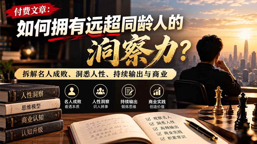 (21025期)付费文章:如何拥有远超同龄人的洞察力?拆解名人成败、洞悉人性、持续输出与商业实践-小栈博客