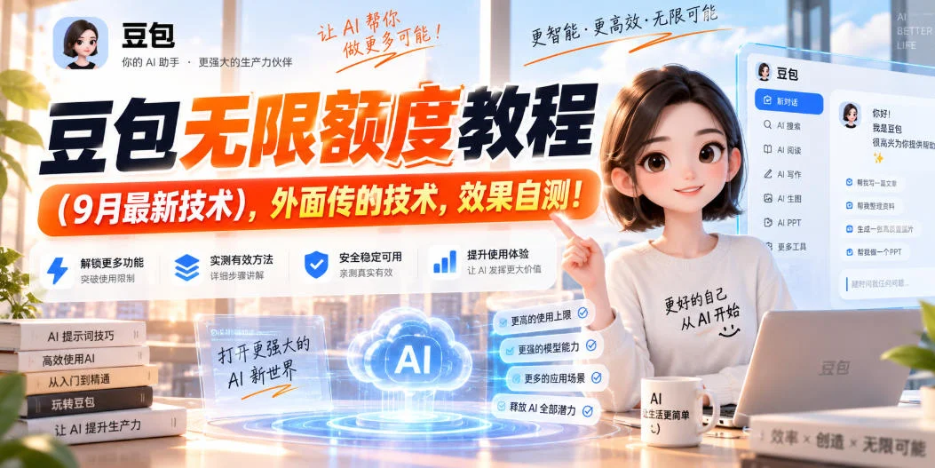 豆包无限额度教程：9月最新技术，无限文生图/15秒视频实测