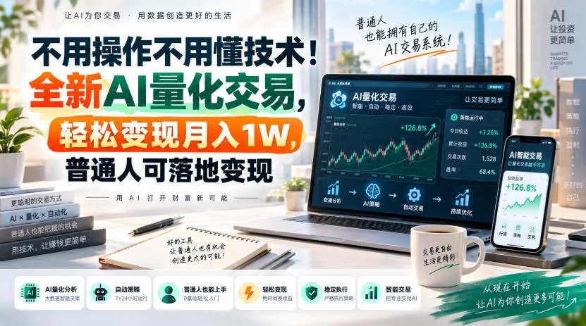 不用操作不用懂技术!全新AI量化交易,轻松变现月入1W,普通人可落地变现!【揭秘】 不用操作不用懂技术!全新AI量化交易,轻松变现月入1W,普通人可落地变现!【揭秘】