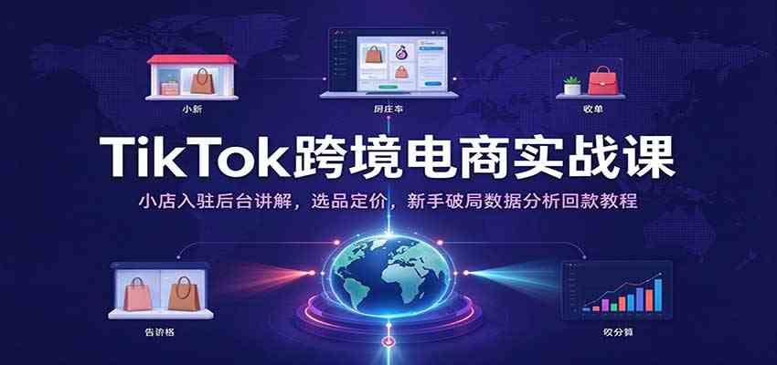 TikTok跨境电商实战课：小店入驻后台讲解，选品定价，新手破局数据分析回款教程-小栈博客
