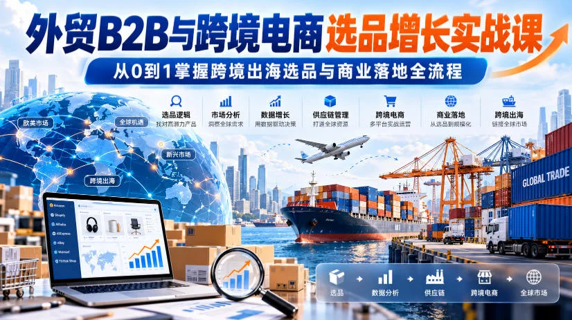 外贸B2B与跨境电商选品增长实战课，从0到1掌握跨境出海选品与商业落地全流程-小栈博客