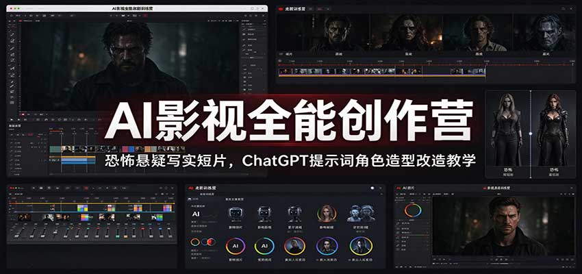AI影视全能创作营:恐怖悬疑写实短片,ChatGPT提示词角色造型改造教学-小栈博客
