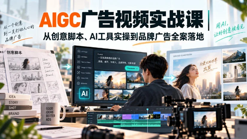 AIGC广告视频实战课|从创意脚本、AI工具实操到品牌广告全案落地 AIGC广告视频实战课|从创意脚本、AI工具实操到品牌广告全案落地