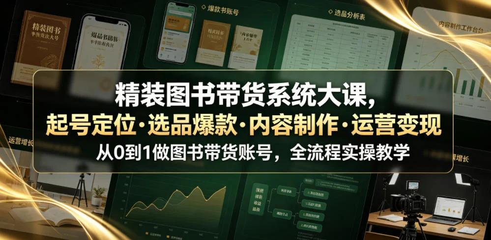 精装图书带货系统大课：起号定位·选品爆款·内容制作·运营变现，全流程实操教学