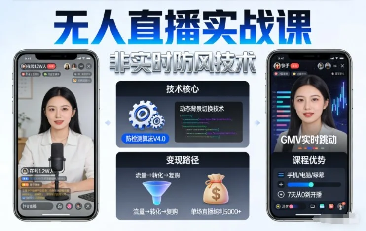 宝子哥无人直播实战课，非实时防风技术，聚焦抖音快手等平台直播带货，轻松开启直播变现之路（更新260903）-小栈博客
