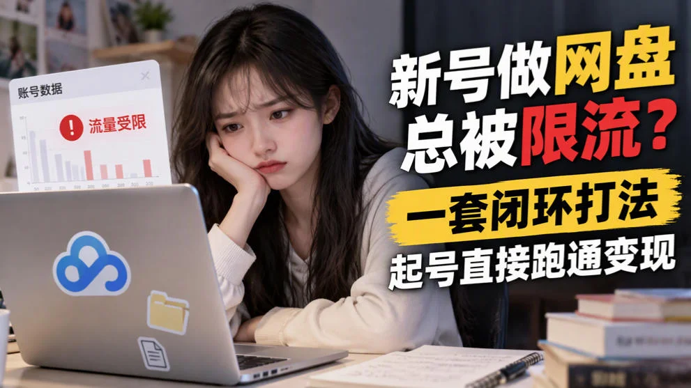 新号做网盘总被限流？一套闭环打法，起号直接跑通变现-小栈博客