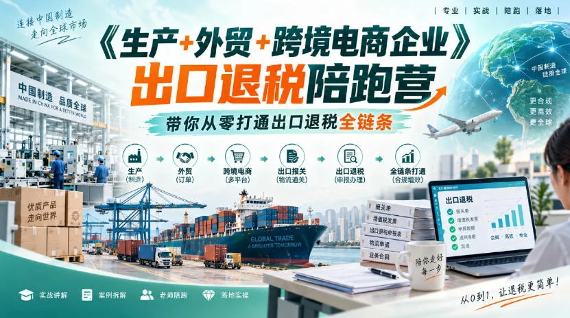 《生产+外贸+跨境电商企业》出口退税陪跑营，带你从零打通出口退税全链条-小栈博客