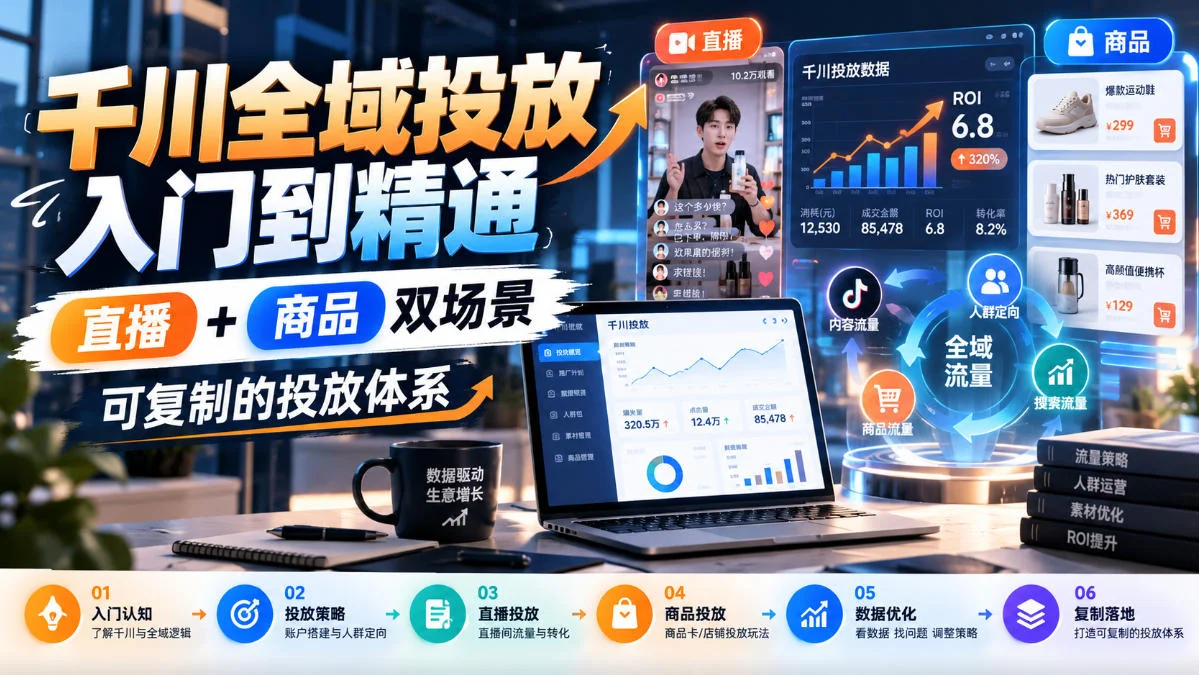 千川全域投放入门到精通，直播+商品双场景，可复制的投放体系-小栈博客