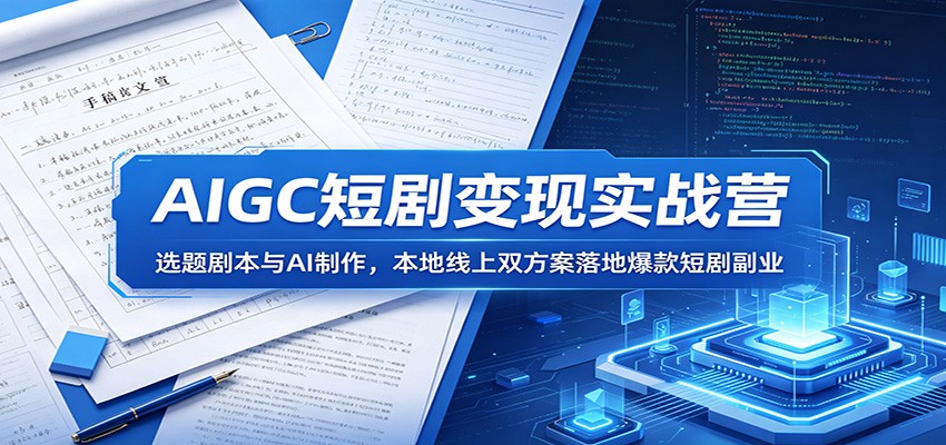 AIGC短剧变现实战营：选题剧本与AI制作，本地线上双方案落地爆款短剧副业-小栈博客