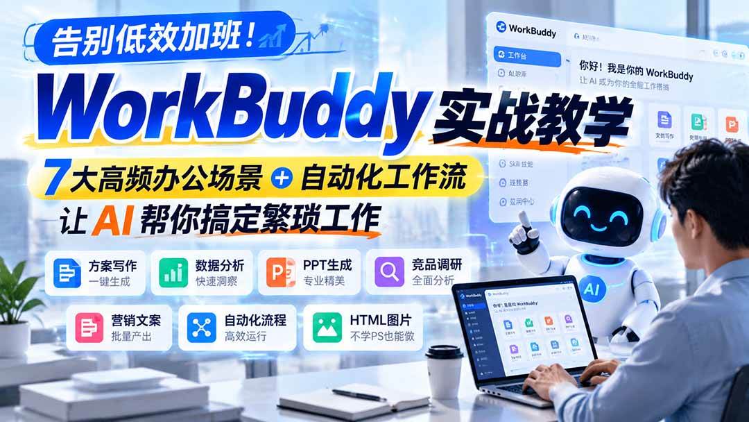 (21115期)告别低效加班!WorkBuddy实战教学,7大高频办公场景+自动化工作流,让AI帮你搞定繁琐工作-小栈博客