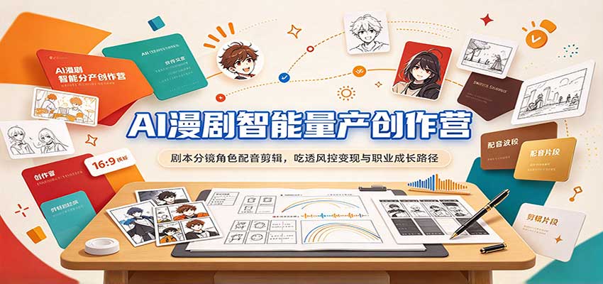 AI漫剧智能量产创作营：剧本分镜角色配音剪辑，吃透风控变现与职业成长路径-小栈博客