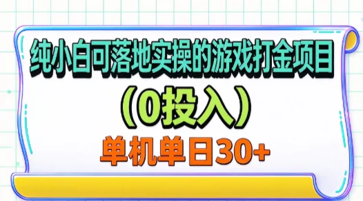 纯小白可落地实操的游戏打金项目(0投入)单机单号30+ 纯小白可落地实操的游戏打金项目(0投入)单机单号30+