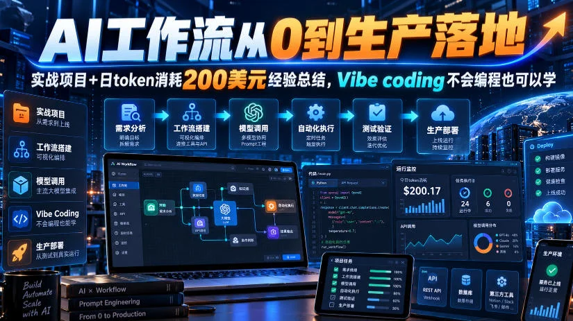 AI工作流从0到生产落地，实战项目+日token消耗200美刀经验总结，Vibe coding不会编程也可以学-小栈博客