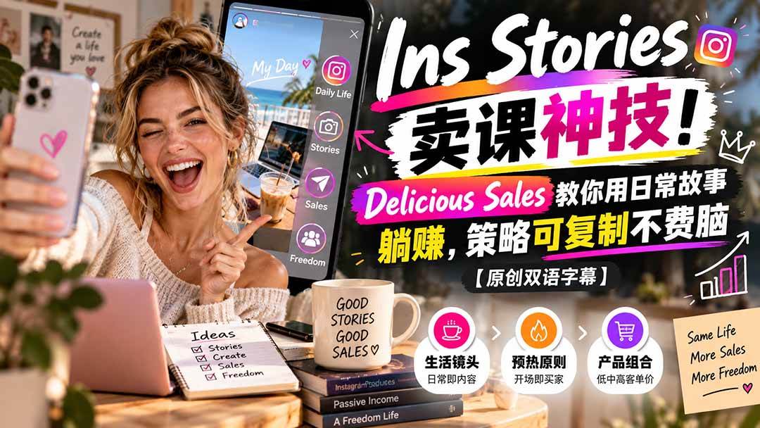 Ins Stories卖课神技！Delicious Sales日常故事躺赚可复制