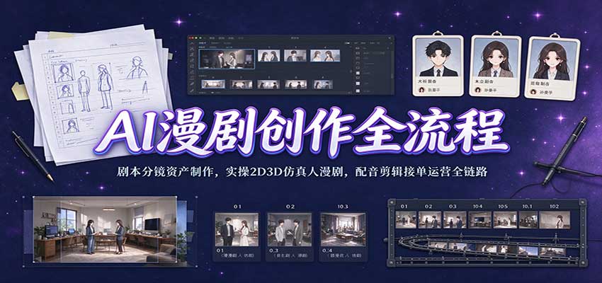 AI漫剧创作全流程实战：剧本分镜资产制作到配音剪辑接单