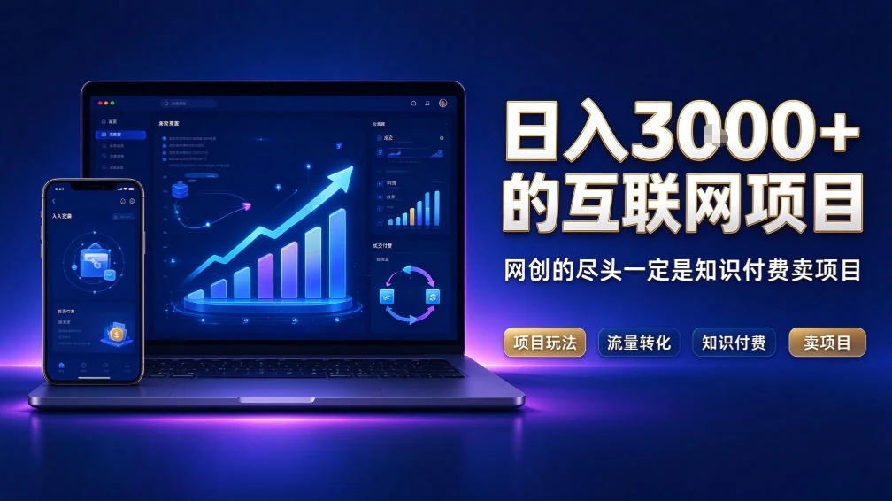 日入3k+的互联网项目，网红的尽头是带货，网创的尽头一定是知识付费卖项目【揭秘】-小栈博客