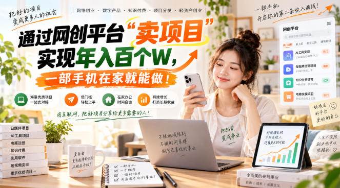 （20658期）网创平台“卖项目”实现年入百万，一部手机在家就能做！-小栈博客