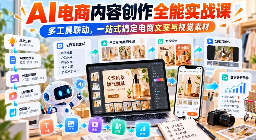 AI电商内容创作实战课：ChatGPT+Midjourney一站式搞定文案与视觉