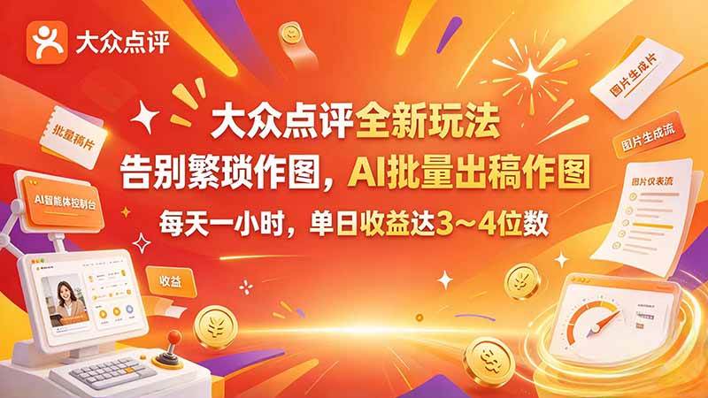 (21125期)大众点评全新玩法,不用繁琐作图,AI 批量出稿作图,每天一小时,单日收益达 3~4 位数-小栈博客