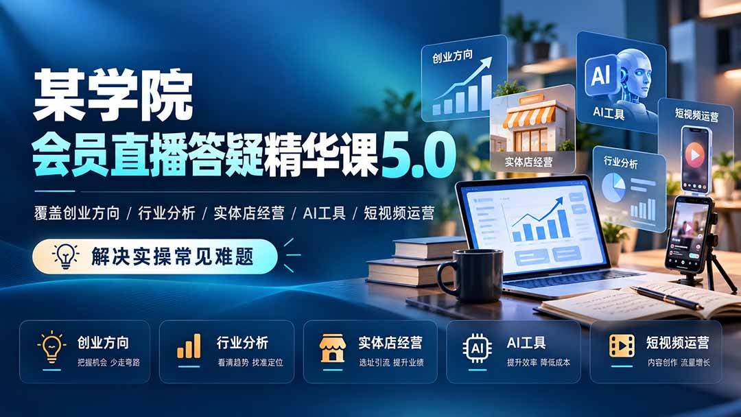 （21097期）某学院会员直播答疑精华课5.0：覆盖创业方向、行业分析、实体店经营、AI工具和短视频运营，解决实操常见难题！-小栈博客