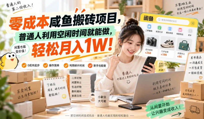 零成本咸鱼搬砖项目，普通人利用空闲时间就能做，轻松月入1W！【揭秘】-小栈博客