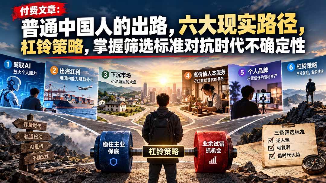 (21058期)付费文章:普通中国人的出路,六大现实路径,杠铃策略,掌握筛选标准对抗时代不确定性-小栈博客