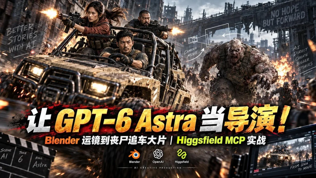 让GPT-6 Astra当导演！Blender运镜到丧尸追车大片｜Higgsfield MCP实战-小栈博客