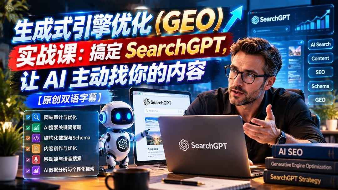 (21116期)生成式引擎优化(GEO)实战课:搞定 SearchGPT,让 AI 主动找你的内容【原创双语字幕】-小栈博客